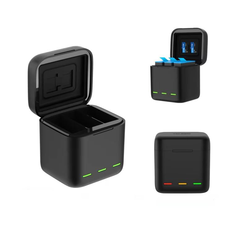 For GoPro HERO13 Black TELESIN 3 Slots Charging Case Compact Storage Box - Black