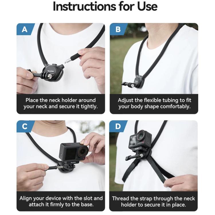 TELESIN Action Camera Neck Holder SE2.0 POV Perspective Bracket With Adjustable Chest Strap
