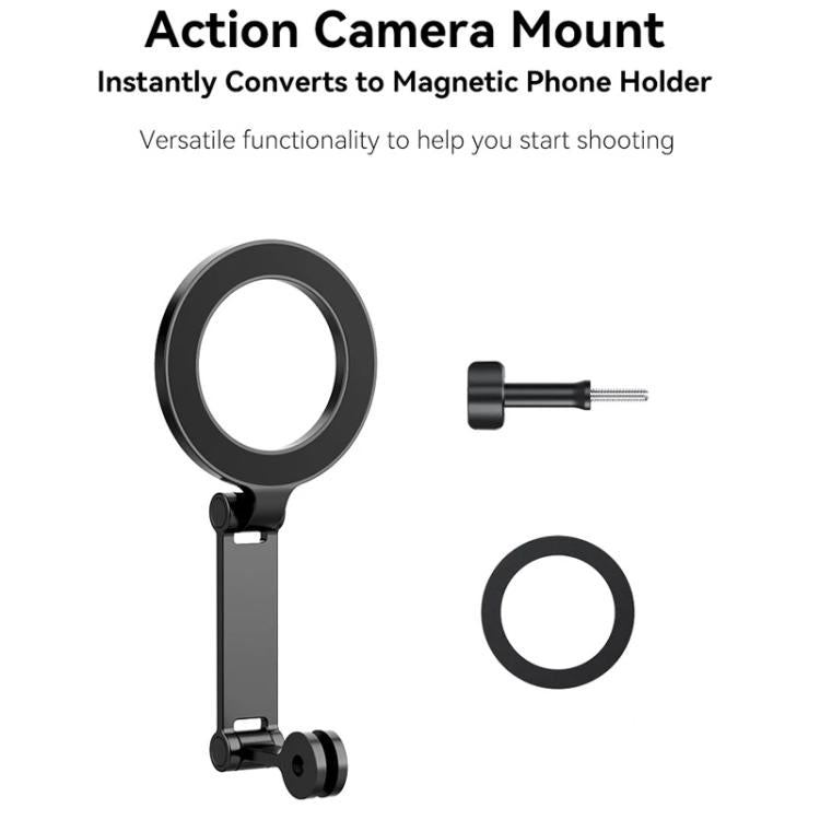 TELESIN Mobile Phone Magnetic Stand Two Claw Adapter Compatible with Chest Strap, Backpack Clip, Neck Mount - Black