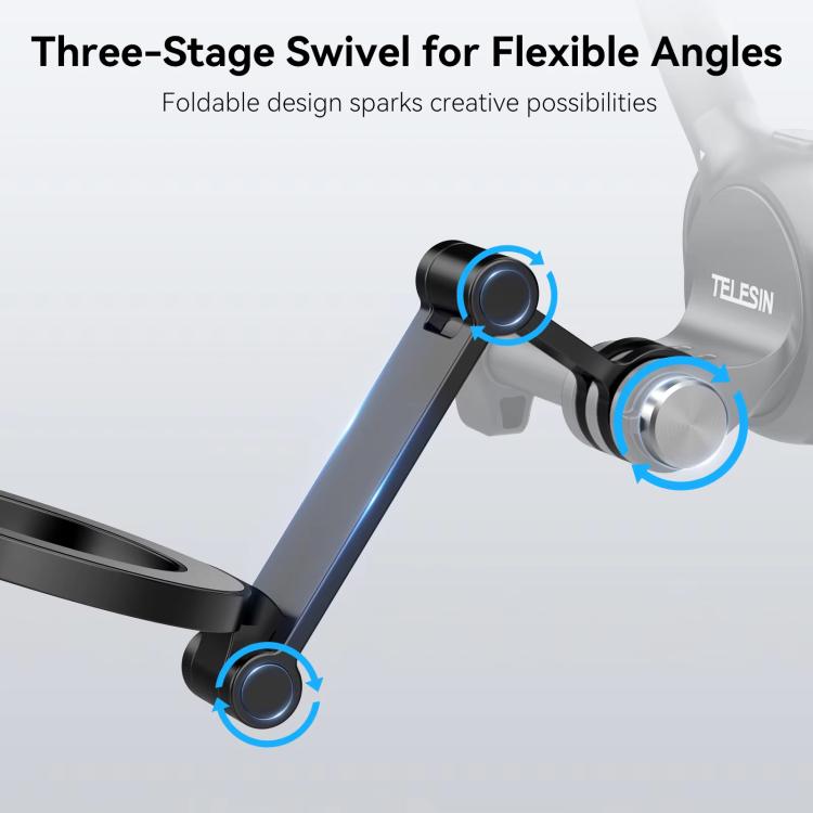 TELESIN Mobile Phone Magnetic Stand Two Claw Adapter Compatible with Chest Strap, Backpack Clip, Neck Mount - Black