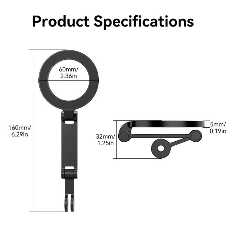 TELESIN Mobile Phone Magnetic Stand Two Claw Adapter Compatible with Chest Strap, Backpack Clip, Neck Mount - Black