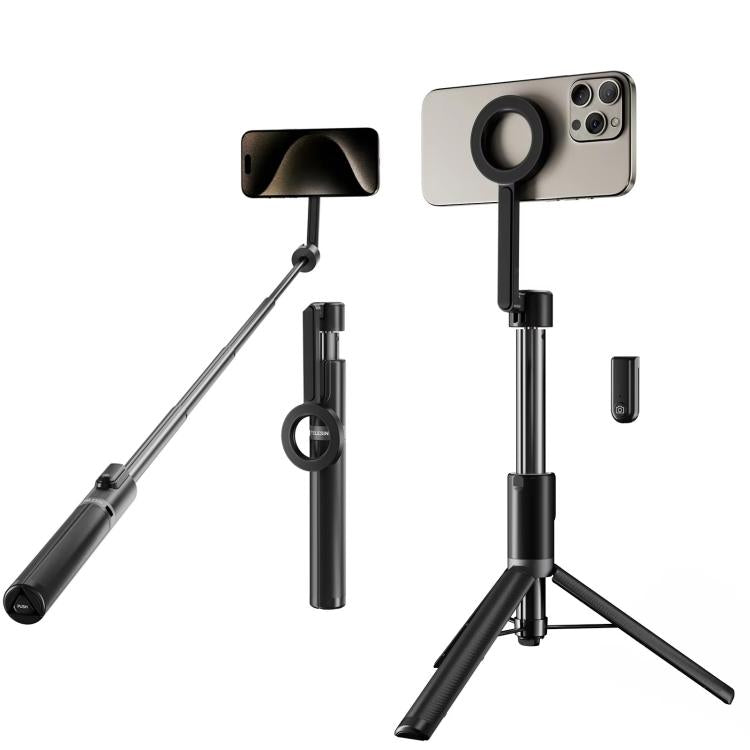 TELESIN 1.3m Magnetic Selfie Stick Tripod Phone Stand for Outdoor Vlog & Live Streaming with Bluetooth Remote - Black
