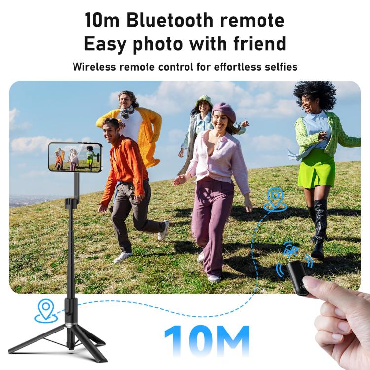 TELESIN 1.3m Magnetic Selfie Stick Tripod Phone Stand for Outdoor Vlog & Live Streaming with Bluetooth Remote - Black