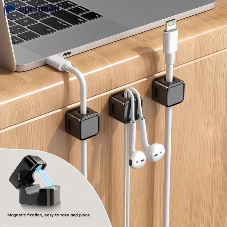 18pcs /Pack Magnetic Cable Organizer Clips Adhesive Wire Holders for Desk Management - Black
