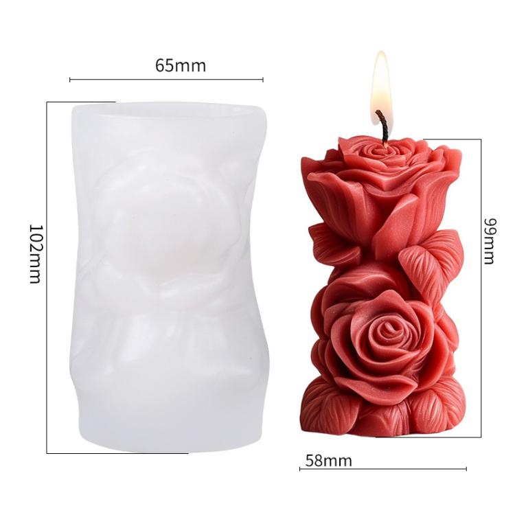 Flower Column Aromatherapy Candle Silicone Mold DIY Handmade Gift Diffuser Stone Mold, Style: Twin Rose ZW-345