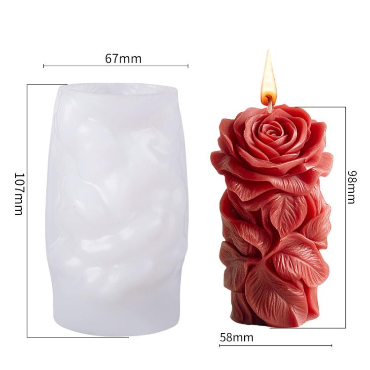Flower Column Aromatherapy Candle Silicone Mold DIY Handmade Gift Diffuser Stone Mold, Style: Rose Love ZW-344