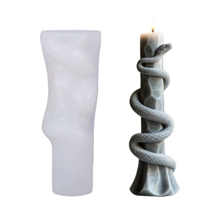 Snake-Shaped Aromatherapy Candle Silicone Mold DIY Diffuser Stone Gift Mold, Style: Snake Stone Column ZL-982