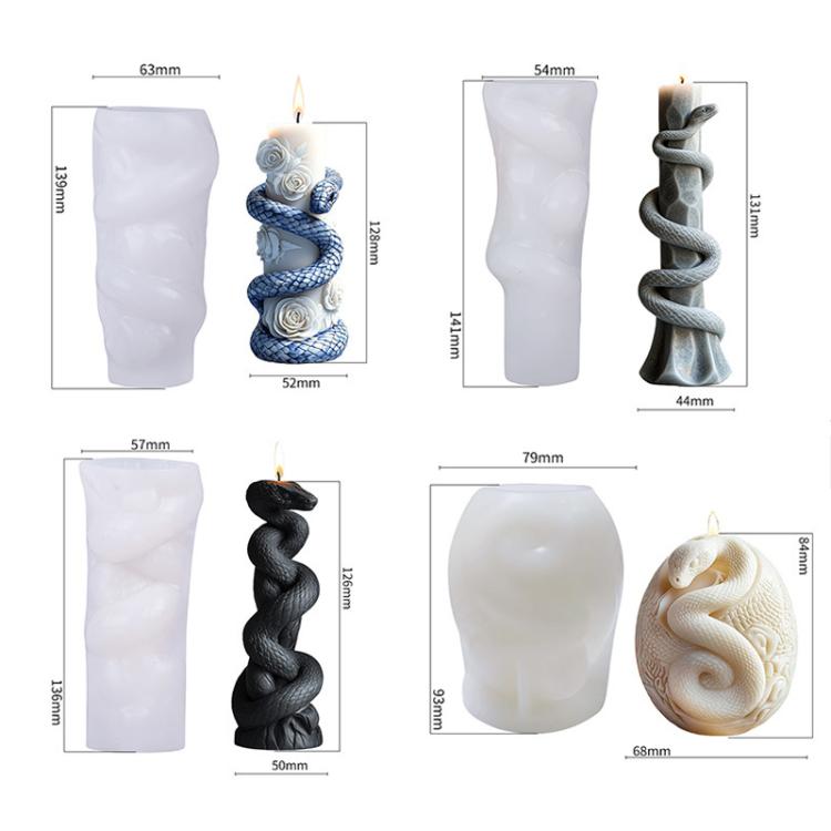 Snake-Shaped Aromatherapy Candle Silicone Mold DIY Diffuser Stone Gift Mold, Style: Snake Flower Column ZL-981