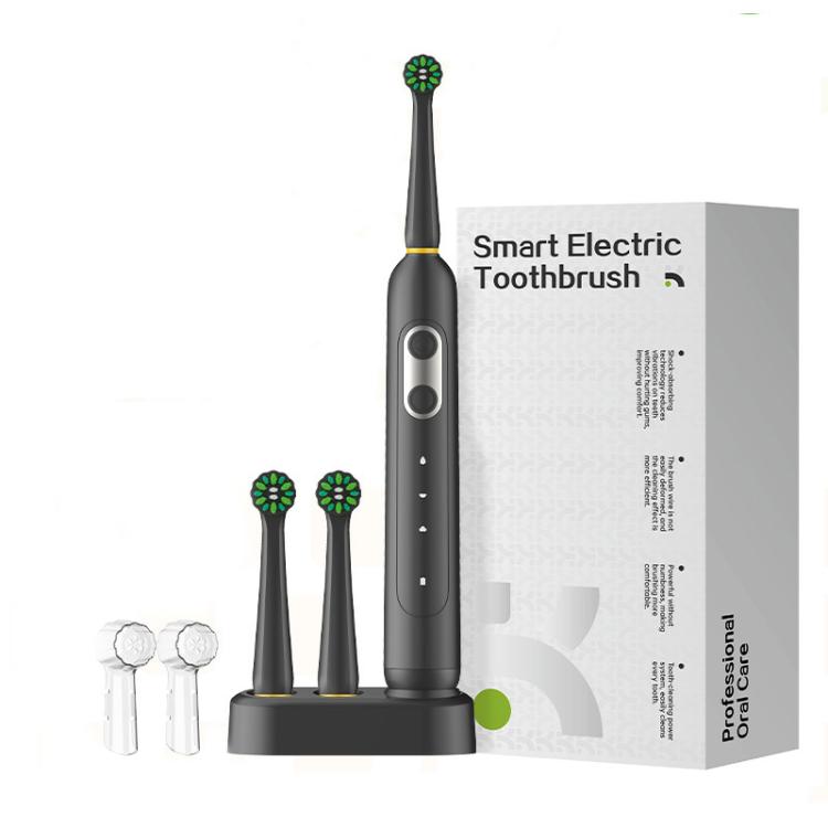 Rechargeable Electric Toothbrush for Adults 4200 RPM Rotating Brush IPX8 Waterproof Inductive Charging, Style: Regular Black
