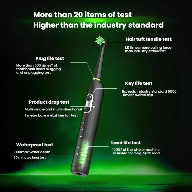 Rechargeable Electric Toothbrush for Adults 4200 RPM Rotating Brush IPX8 Waterproof Inductive Charging, Style: Regular Black