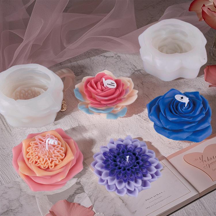 Candle Silicone Mold DIY Floral Aromatherapy Handmade Plaster Casting Mold, Style: Layered Dream ZW-349