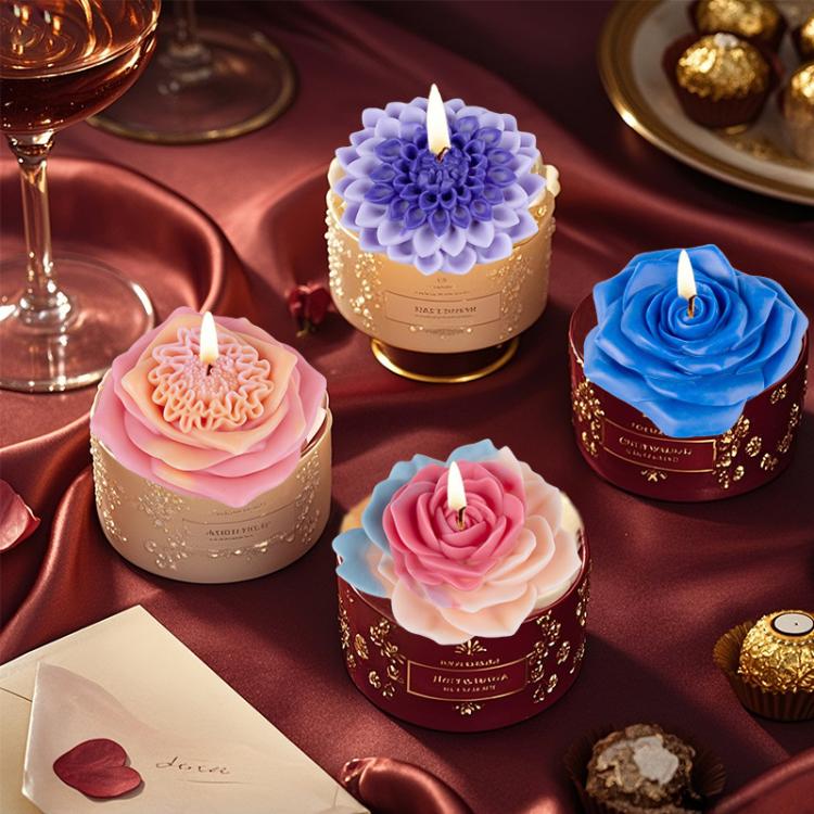 Candle Silicone Mold DIY Floral Aromatherapy Handmade Plaster Casting Mold, Style: Layered Flower Rhythm ZW-346