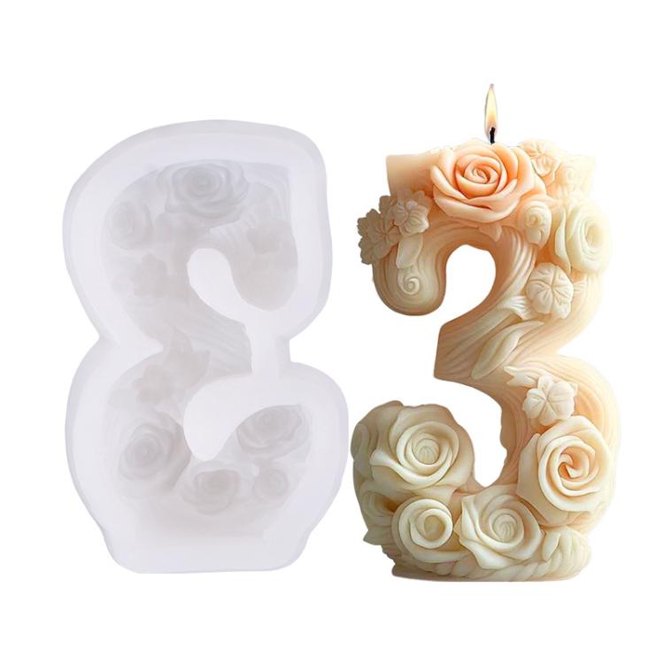 Flower Digital Aromatherapy Candle Silicone Mold DIY Diffuser Ornament Three-dimensional Digital Plaster Mold, Style: 3 ZL-986