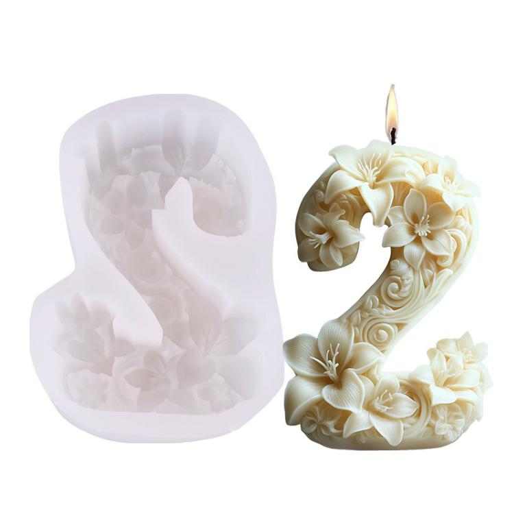 Flower Digital Aromatherapy Candle Silicone Mold DIY Diffuser Ornament Three-dimensional Digital Plaster Mold, Style: 2 ZL-985
