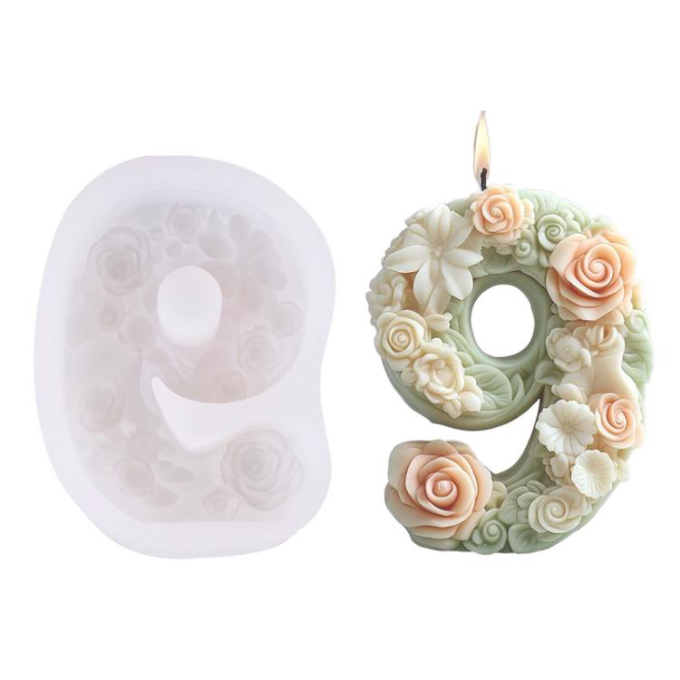Flower Digital Aromatherapy Candle Silicone Mold DIY Diffuser Ornament Three-dimensional Digital Plaster Mold, Style: 9 ZL-988