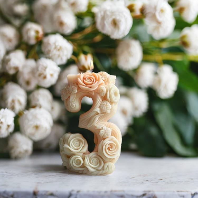 Flower Digital Aromatherapy Candle Silicone Mold DIY Diffuser Ornament Three-dimensional Digital Plaster Mold, Style: 2 ZL-985