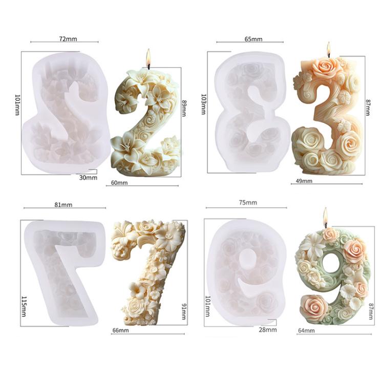Flower Digital Aromatherapy Candle Silicone Mold DIY Diffuser Ornament Three-dimensional Digital Plaster Mold, Style: 9 ZL-988
