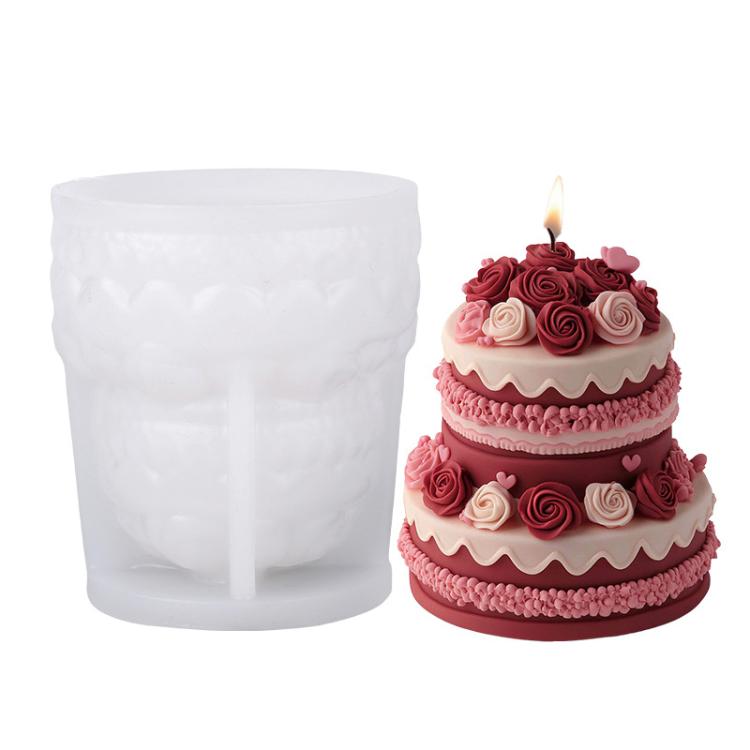 Rose Cake Scented Candle Silicone Mold DIY Diffuser Stone Ornament Handmade Soap Mold, Spec: A ZL-649