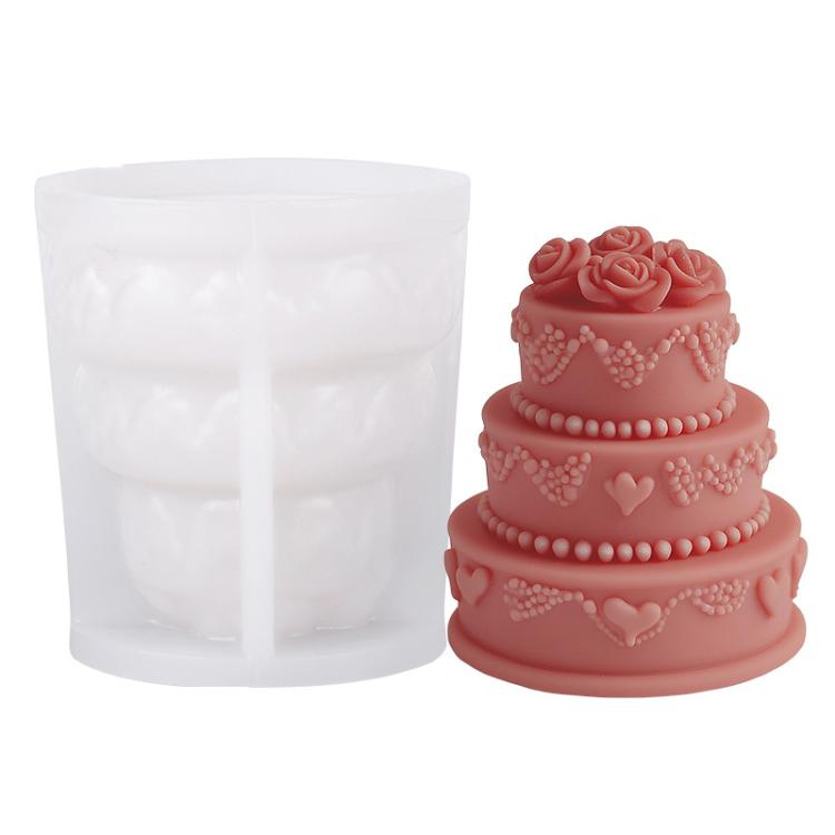 Rose Cake Scented Candle Silicone Mold DIY Diffuser Stone Ornament Handmade Soap Mold, Spec: B ZL-650