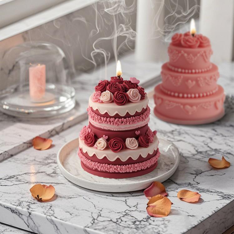 Rose Cake Scented Candle Silicone Mold DIY Diffuser Stone Ornament Handmade Soap Mold, Spec: A ZL-649
