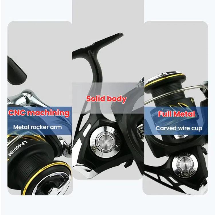 YUMOSHI LP2000M Zero-Gap Metal Spinning Fishing Reel 5.2:1 High-Speed Gear Ratio