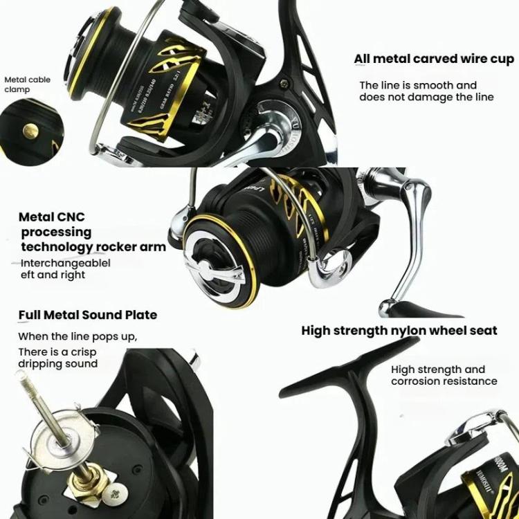YUMOSHI LP5000M Zero-Gap Metal Spinning Fishing Reel 5.2:1 High-Speed Gear Ratio