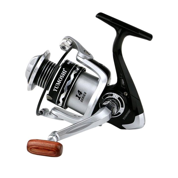 YUMOSHI  OE3000 YUMOSHI Metal Spool Spinning Fishing Reel with 5.2:1 Gear Ratio, Foldable Handle & Wooden Grip