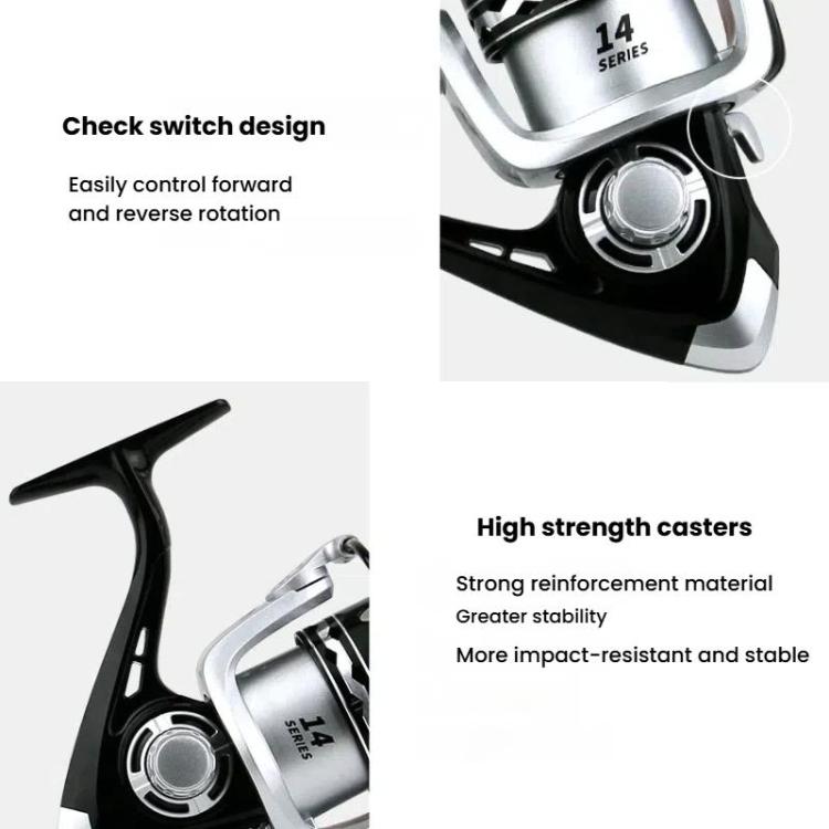 YUMOSHI OE5000 YUMOSHI Metal Spool Spinning Fishing Reel with 5.2:1 Gear Ratio, Foldable Handle & Wooden Grip