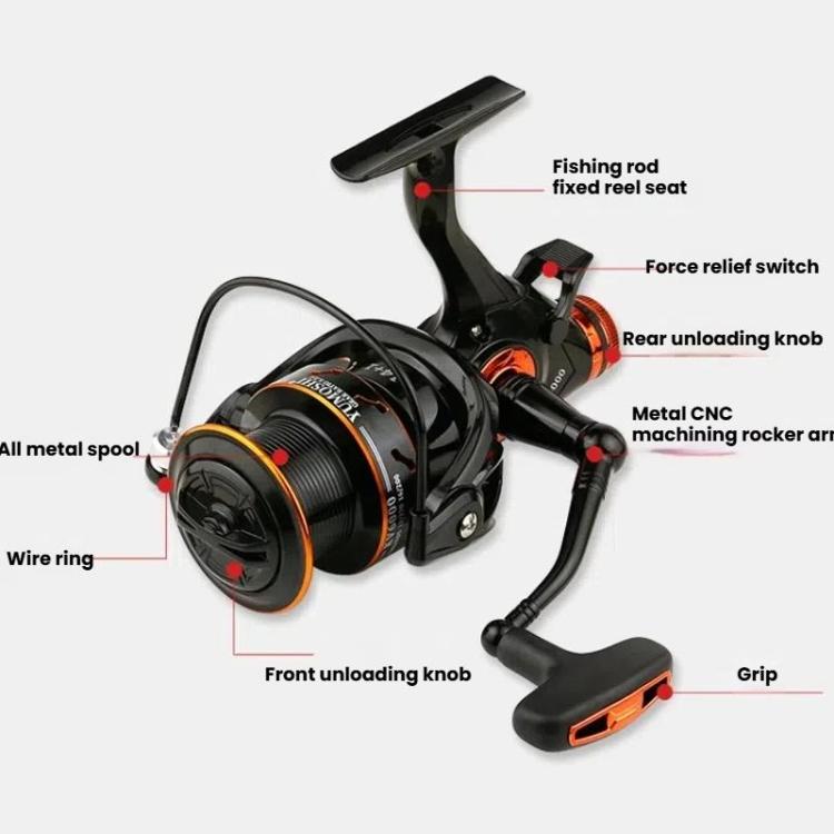 YUMOSHI KV3000 Dual Brake Long Cast Fishing Reel with Metal Spool 5.2:1 Gear Ratio
