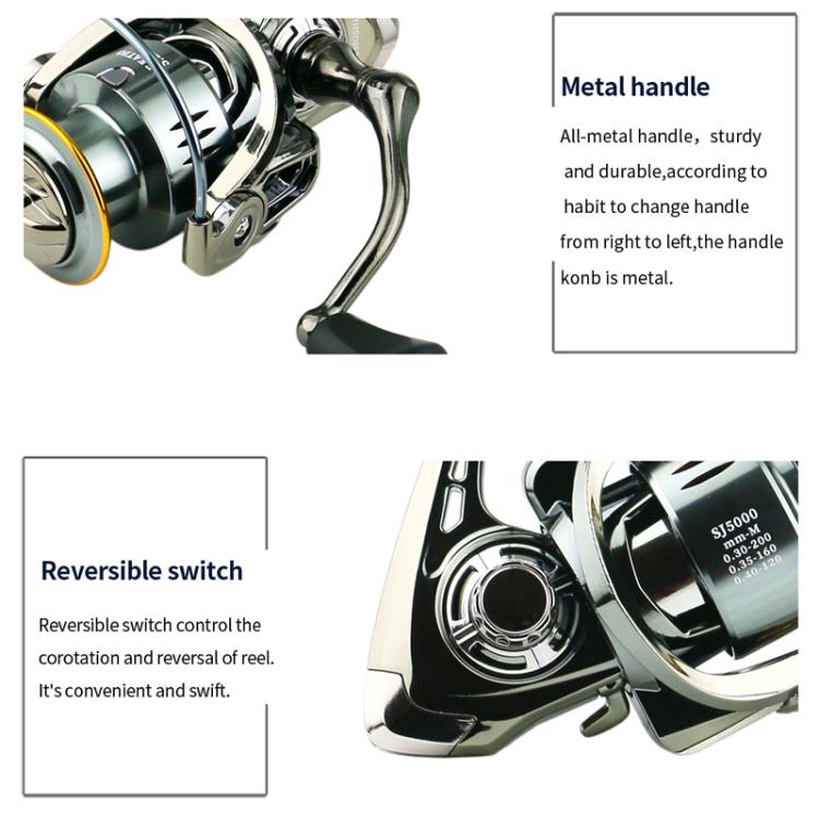 YUMOSHI SJ4000 Seamless Saltwater Spinning Fishing Reel Full Metal Spool 5.2:1 Gear Ratio