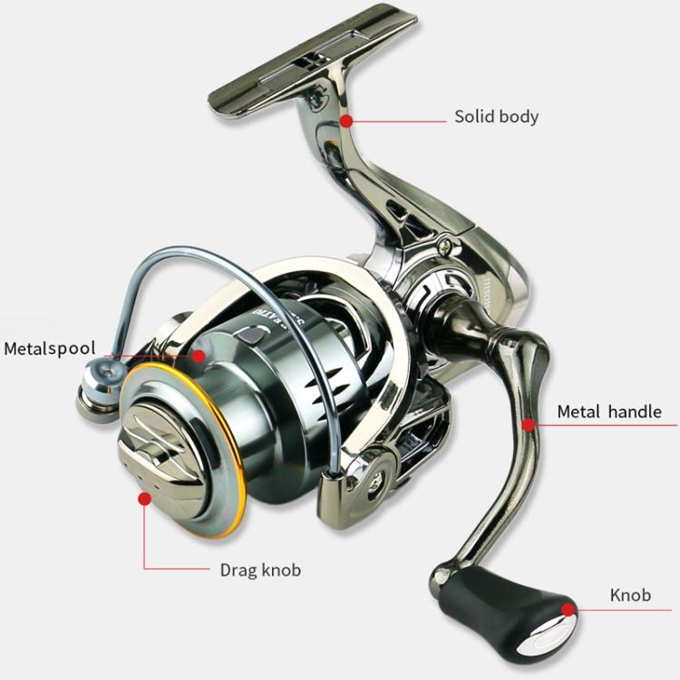 YUMOSHI SJ2000 Seamless Saltwater Spinning Fishing Reel Full Metal Spool 5.2:1 Gear Ratio