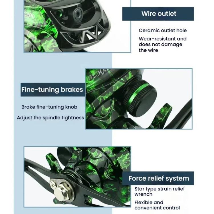 YUMOSH EQC201 Left Hand Baitcasting Fishing Reel 6.3:1 Gear Ratio With Magnetic Brake System, 12-Setting Adjustable