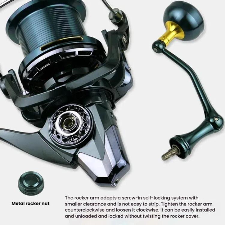 YUMOSHI TC10000 Guide Rod Structure All-Metal Spinning Reel Zero Backlash 4.7:1 Gear Ratio, Screw-In Handle for Surf Casting & Anchoring