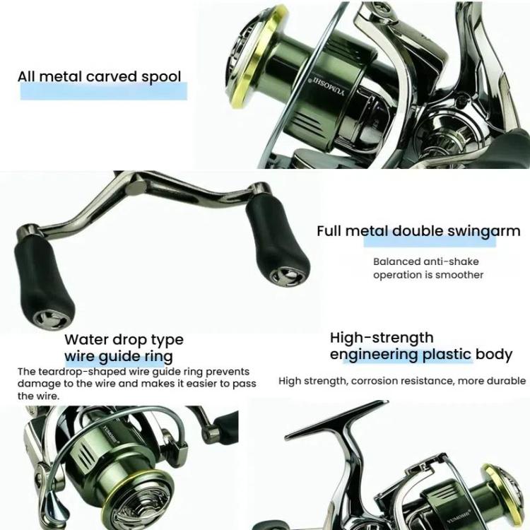 YUMOSHI  SE2000S  Dual Handle Zero-Gap Spinning Reel Balanced Anti-Shake Design, 5.2:1 Gear Ratio