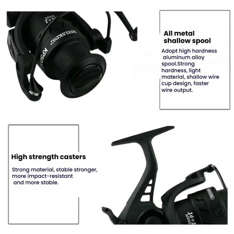 YUMOSHI KP3000 Dual Brake Fishing Reel Metal Shallow Spool & Zero-Gap Design for Long Casting