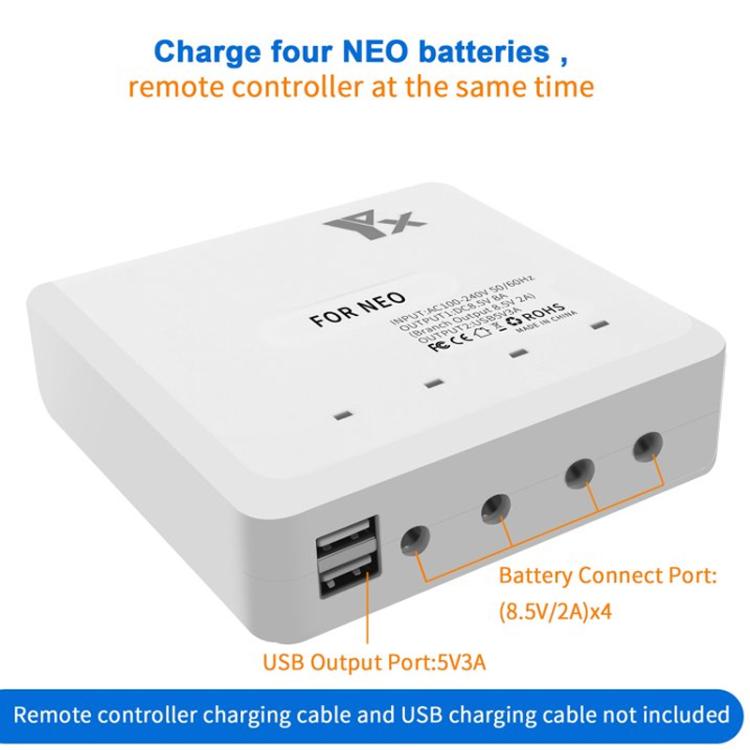 For DJI Neo Drone YX 4-port Battery Charger Charging Hub EU Plug