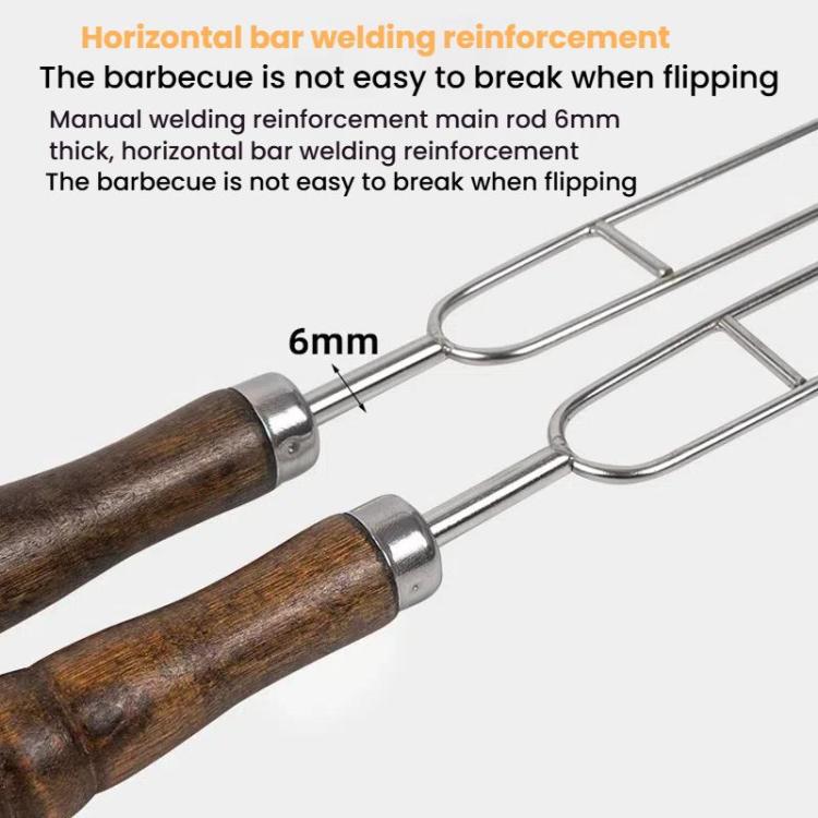 NOBANA Outdoor BBQ Grilling Fork Portable Stainless Steel Wooden Handle Grilling Skewer With Storage Bag, Spec: 7pcs /Set White