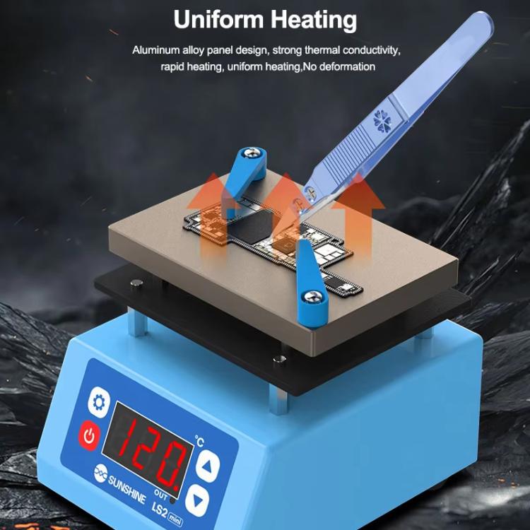 SUNSHINE LS2 MINI Mobile Phone Repair Non-Standard Motherboard Heating Table Supports Layered Bonding Tin Plating Degumming, EU Plug