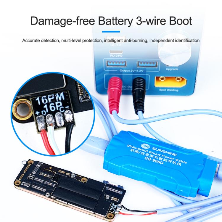 SUNSHINE SS-905D For iPhone / Android Series Power Supply Start-up Cables Mobile Phone Repair Test Cables