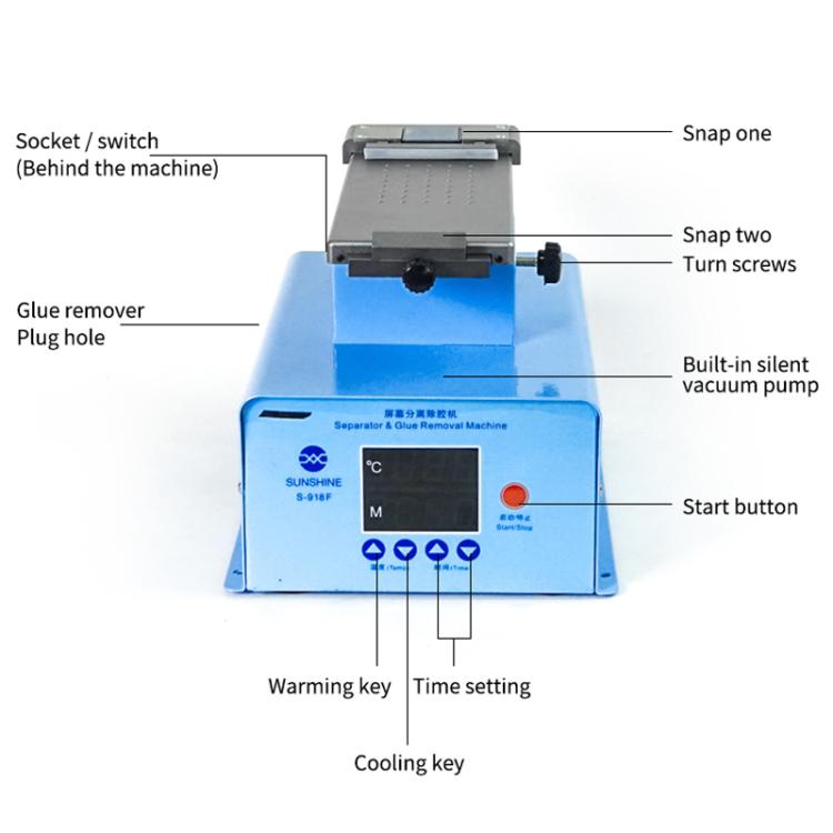 SUNSHINE S-918F Curved Screen 360-Degree Rotation Mobile Phone Screen Separator Screen Removal Heating Table, EU Plug