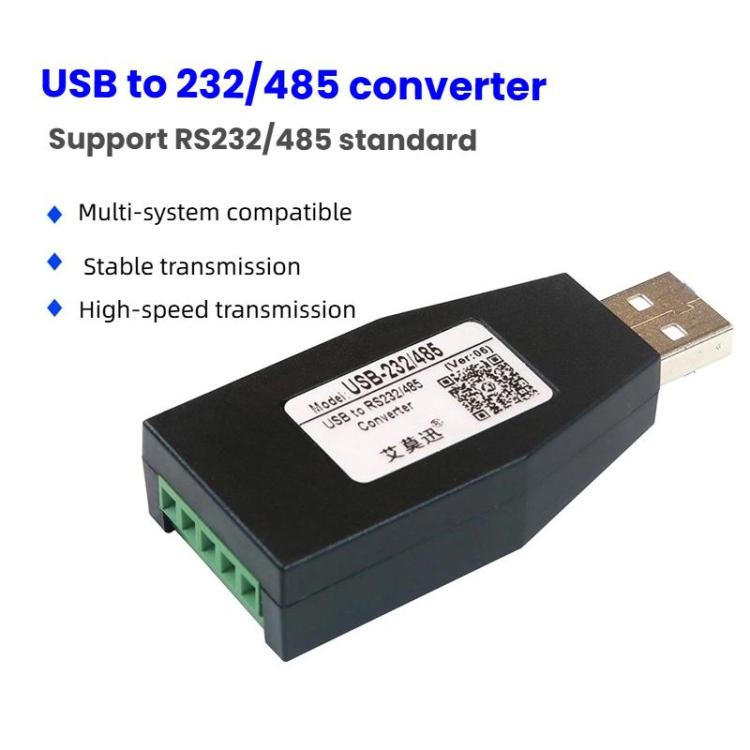 AMSAMOTION USB to RS232/485 Converter Adapter for Industrial Automation, PLC, POS - Black