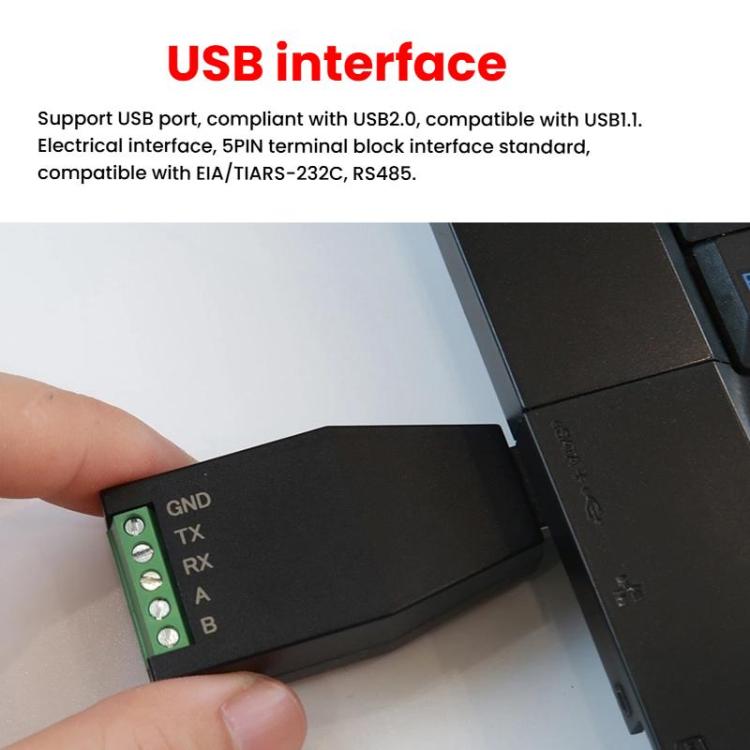 AMSAMOTION USB to RS232/485 Converter Adapter for Industrial Automation, PLC, POS - Black