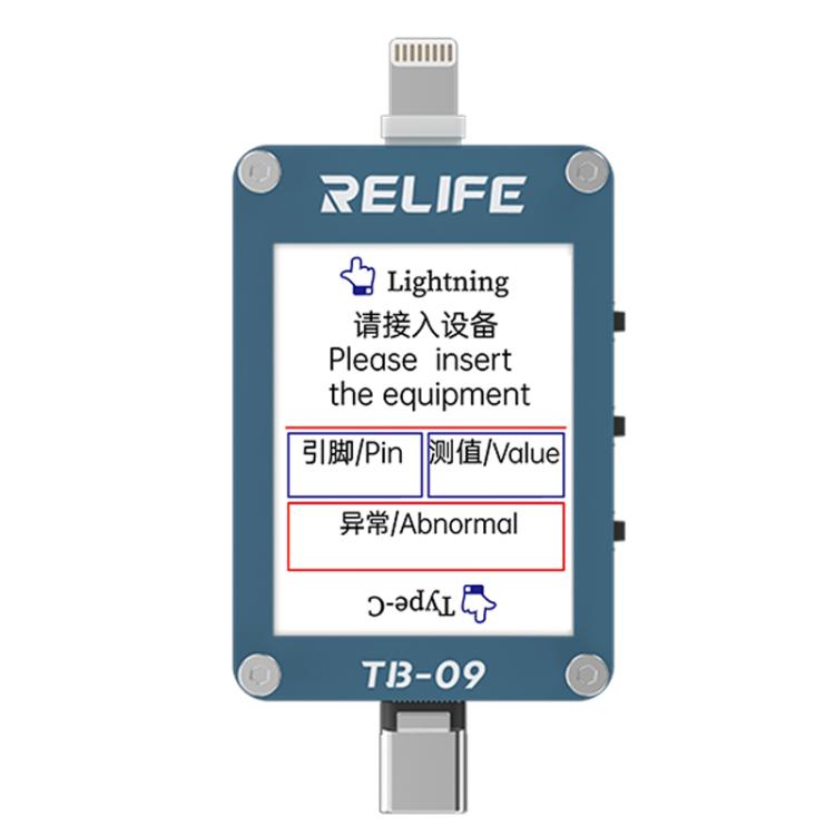 RELIFE TB-09 Type-C / 8 Pin Tail Plug Tester Automatically Locks Fault Points