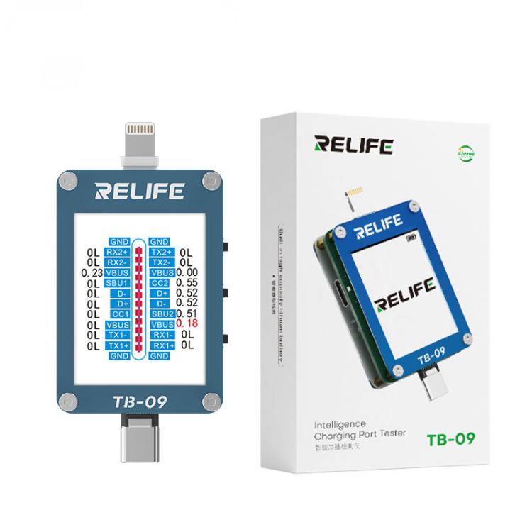 RELIFE TB-09 Type-C / 8 Pin Tail Plug Tester Automatically Locks Fault Points