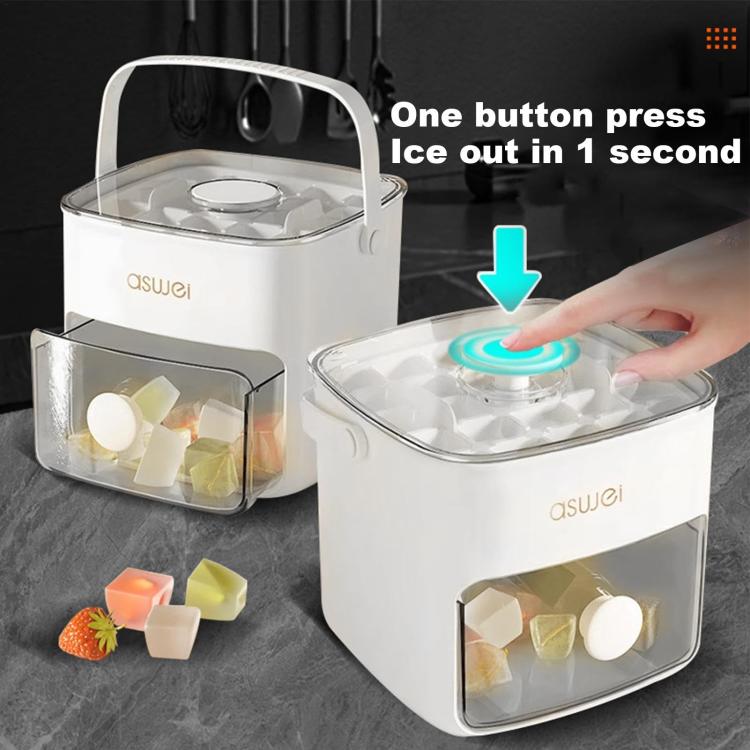 Kacheeg 2-In-1 Double Layer Ice Cube Tray With Storage Container Easy Push Release Mold - White