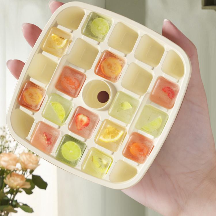 Kacheeg 2-In-1 Double Layer Ice Cube Tray With Storage Container Easy Push Release Mold - White