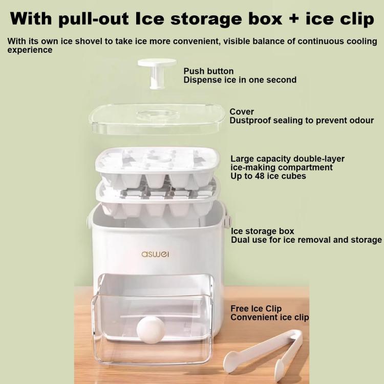 Kacheeg 2-In-1 Double Layer Ice Cube Tray With Storage Container Easy Push Release Mold - White