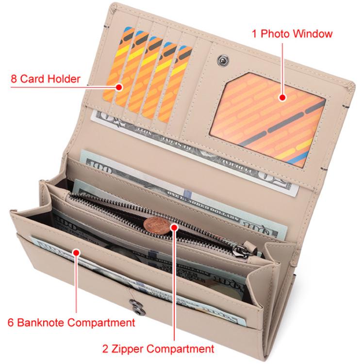HUMERPAUL BP998 Women Leather Long Wallet RFID Multi-Card Holder Clutch Bag