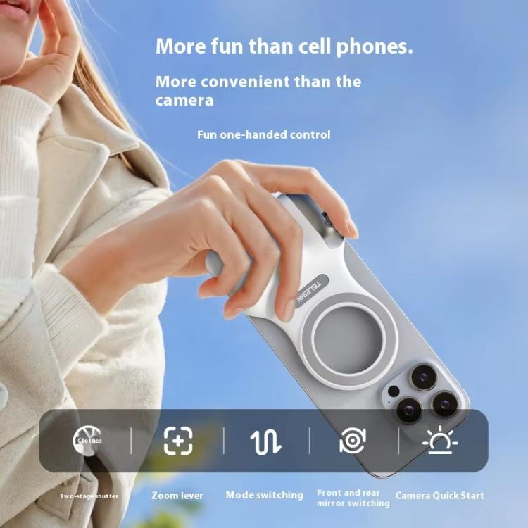 TELESIN P1-MP-10 Magnetic Camera Shoot Hand Grip Bluetooth Remote Control Mobile Phone Camera Handle  - Black