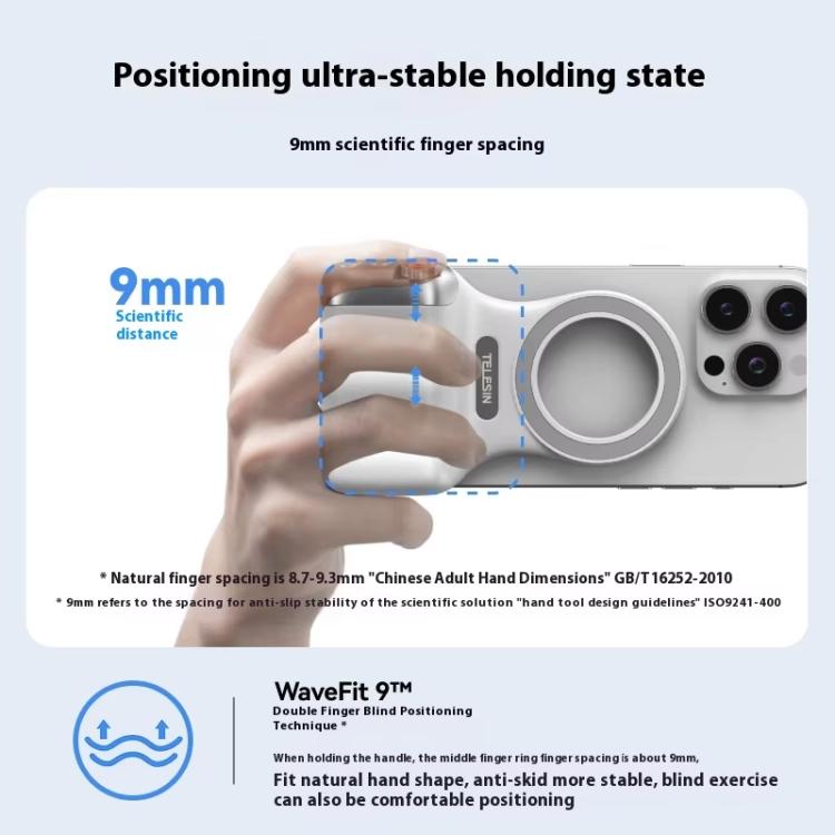 TELESIN P1-MP-10 Magnetic Camera Shoot Hand Grip Bluetooth Remote Control Mobile Phone Camera Handle  - Black